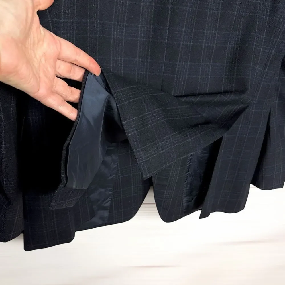 Z Zegna Sport Coat Wool Angora Silk Jacket Deep Blue Plaid Blazer Size US 40R
